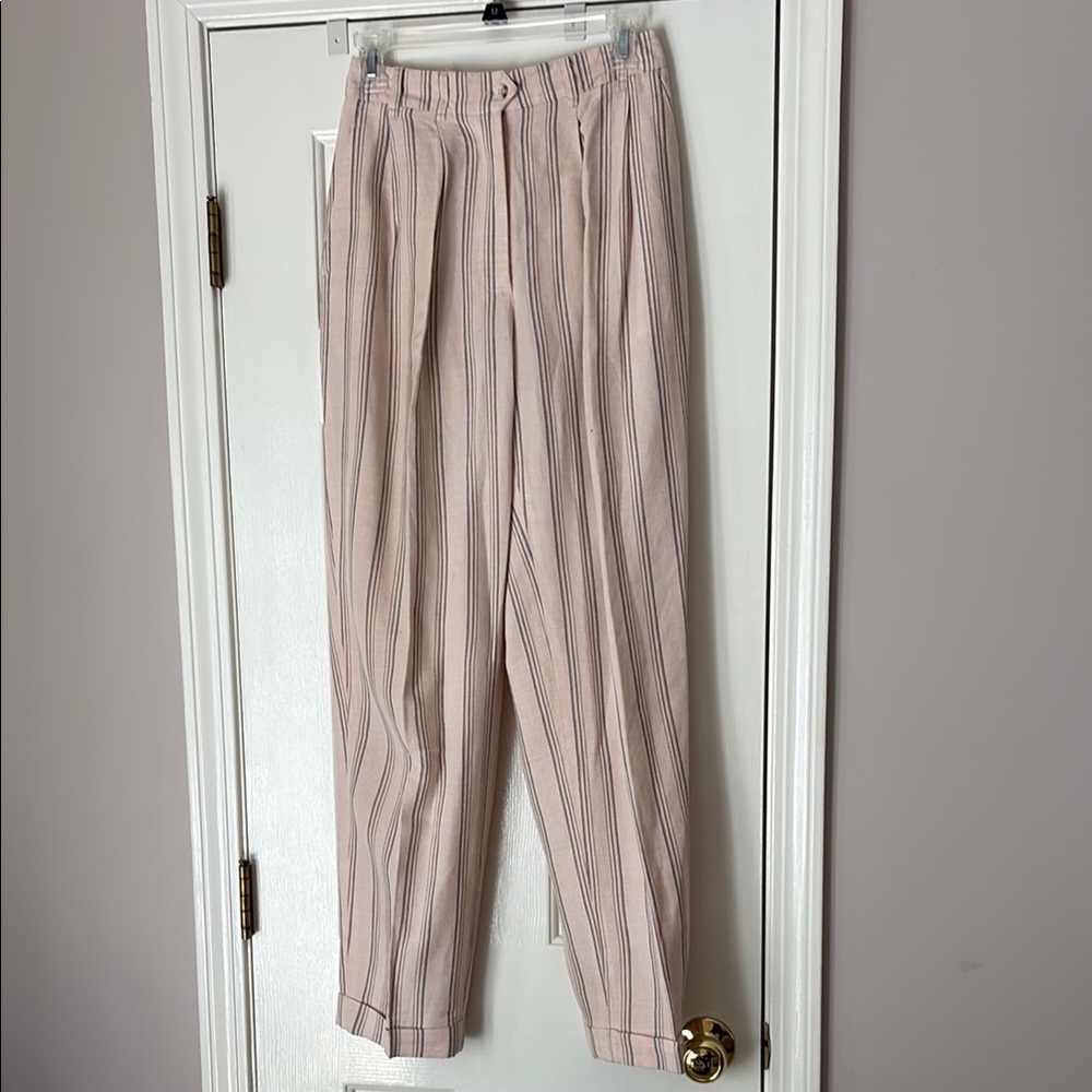 Pink Stripe Linen Pants